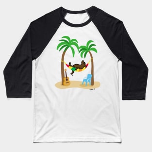 Chocolate Labrador Under Palm Trees Baseball T-Shirt